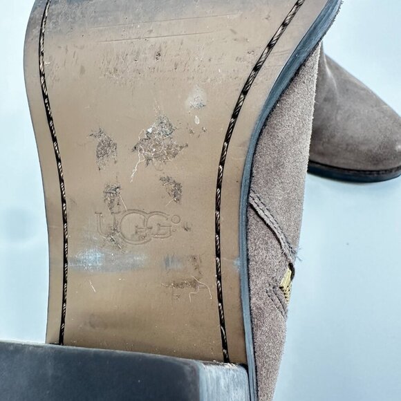 Ugg Fraise Whipstitch Bow Boots Women's size 9 Block Heel Suede - Picture 4 of 9